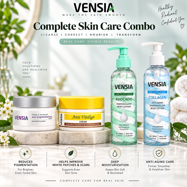 VENSIA Anti Pigmentation Cream +  Anti-Vitiligo Scar Removal Cream + Body Lotion Complete Skin Care Combo