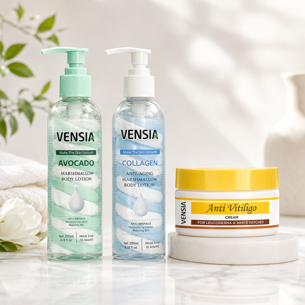 Anti-Vitiligo Scar Removal Cream + VENSIA Niacinamide Marshmallow Body Lotion Combo